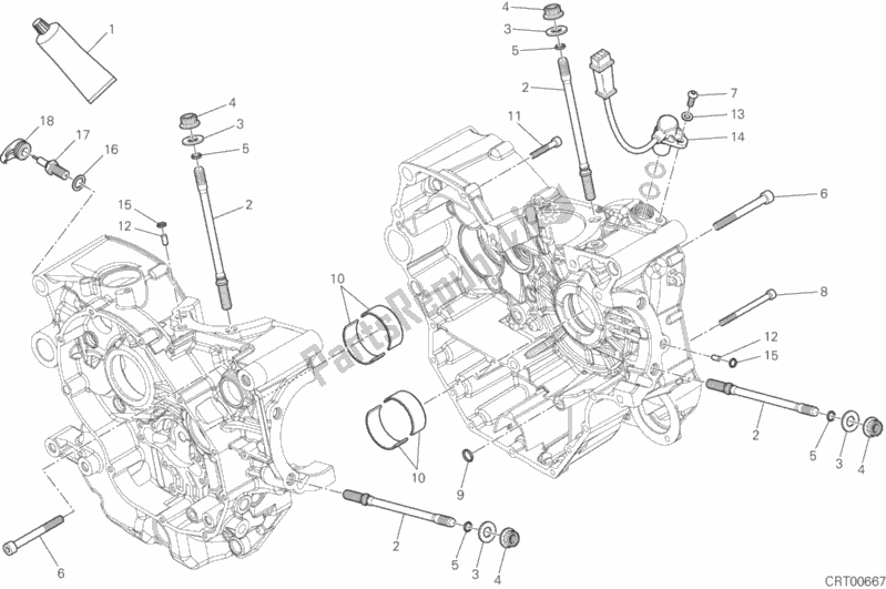 Alle onderdelen voor de 10a - Paar Halve Carters van de Ducati Hypermotard Hyperstrada Brasil 821 2016